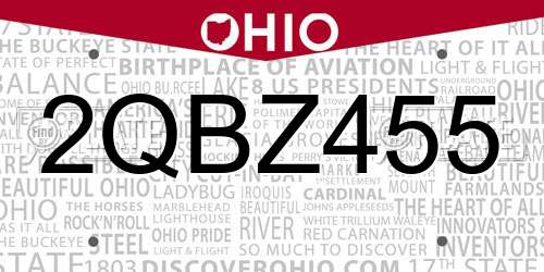2QBZ455 Ohio License Plate