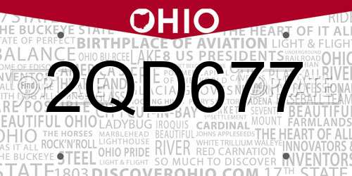 2QD677 Ohio License Plate