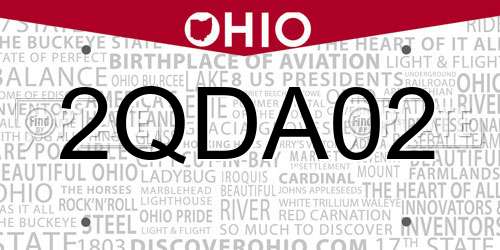 2QDA02 Ohio License Plate