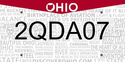 2QDA07 Ohio License Plate