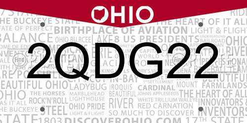2QDG22 Ohio License Plate