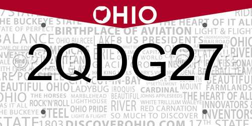 2QDG27 Ohio License Plate