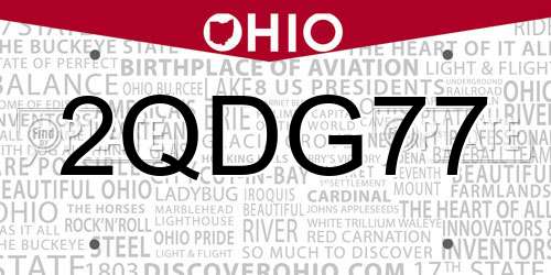 2QDG77 Ohio License Plate