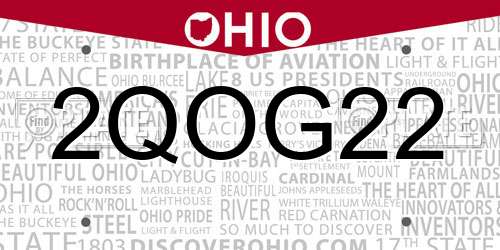2QOG22 Ohio License Plate