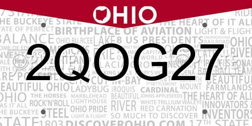 2QOG27 Ohio License Plate