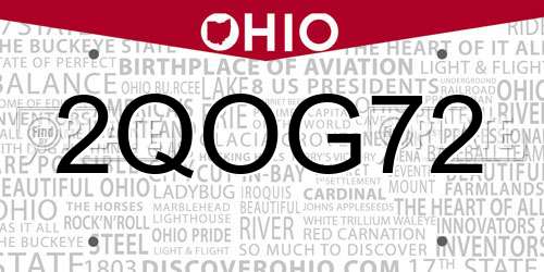 2QOG72 Ohio License Plate