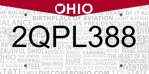 2QPL388 Ohio License Plate