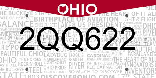 2QQ622 Ohio License Plate