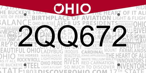 2QQ672 Ohio License Plate