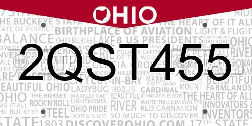2QST455 Ohio License Plate