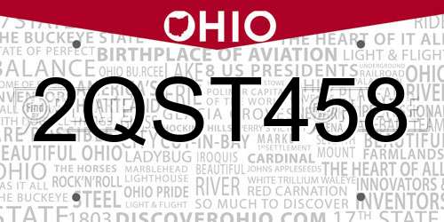2QST458 Ohio License Plate