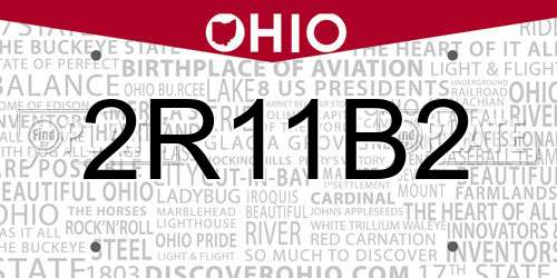 2R11B2 Ohio License Plate