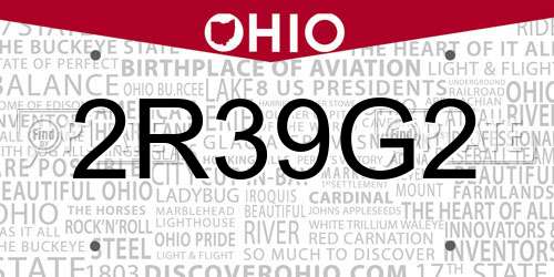 2R39G2 Ohio License Plate