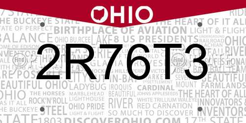 2R76T3 Ohio License Plate