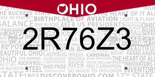 2R76Z3 Ohio License Plate