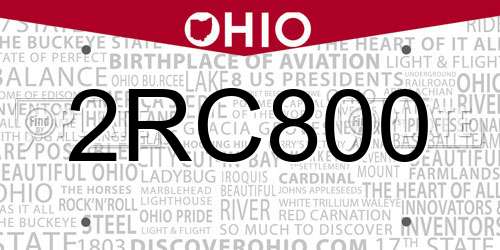 2RC800 Ohio License Plate