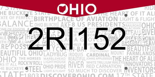 2RI152 Ohio License Plate