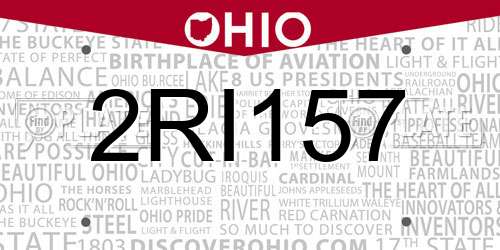 2RI157 Ohio License Plate