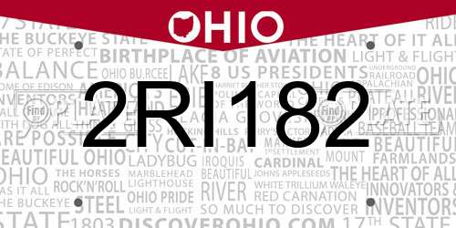 2RI182 Ohio License Plate