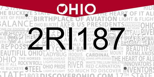 2RI187 Ohio License Plate