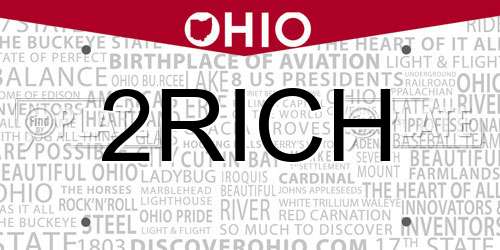 2RICH Ohio License Plate