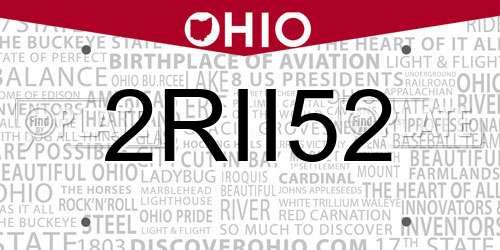 2RII52 Ohio License Plate