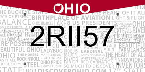 2RII57 Ohio License Plate