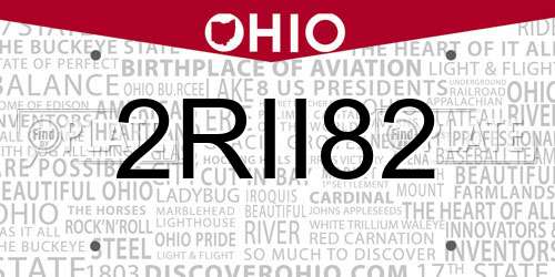 2RII82 Ohio License Plate