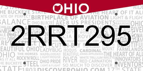 2RRT295 Ohio License Plate