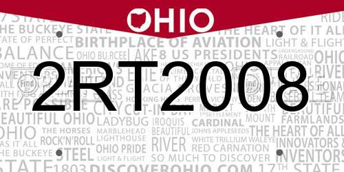 2RT2008 Ohio License Plate