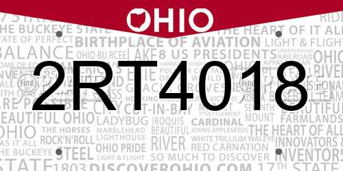 2RT4018 Ohio License Plate