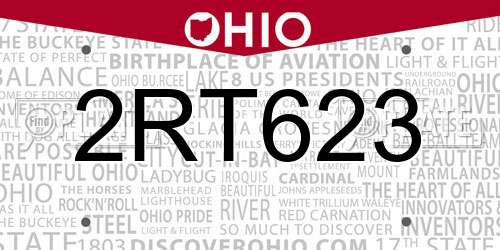 2RT623 Ohio License Plate