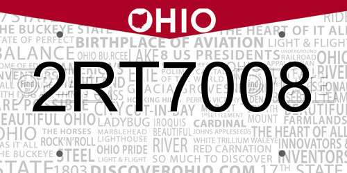 2RT7008 Ohio License Plate