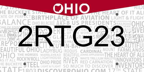 2RTG23 Ohio License Plate