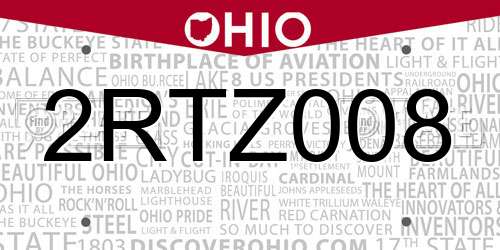 2RTZ008 Ohio License Plate