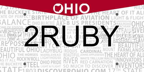 2RUBY Ohio License Plate