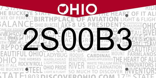 2S00B3 Ohio License Plate
