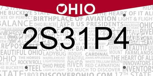 2S31P4 Ohio License Plate