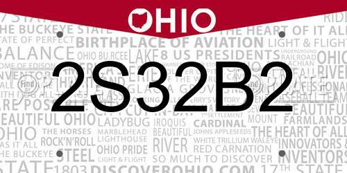 2S32B2 Ohio License Plate