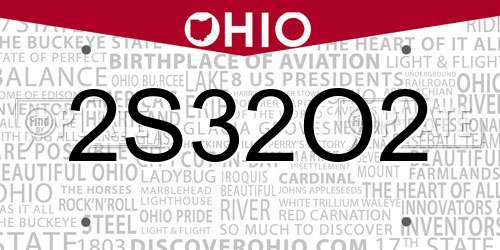 2S32O2 Ohio License Plate