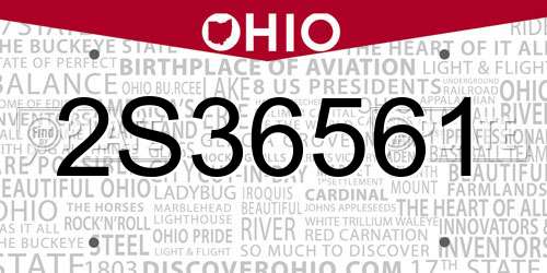 2S36561 Ohio License Plate