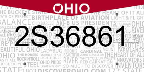 2S36861 Ohio License Plate
