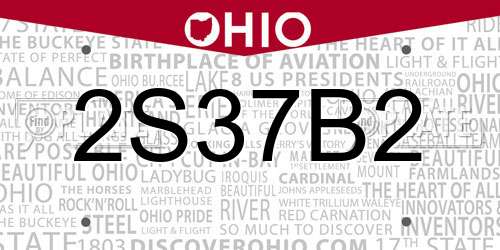 2S37B2 Ohio License Plate