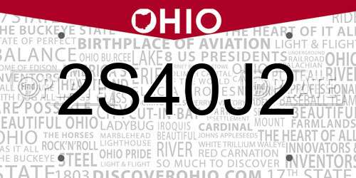2S40J2 Ohio License Plate