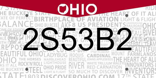 2S53B2 Ohio License Plate