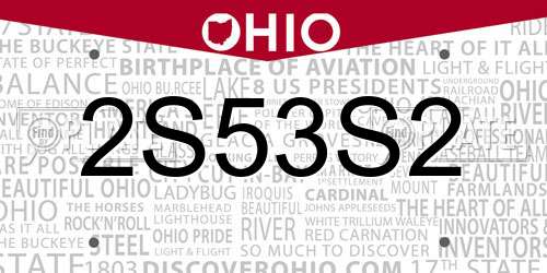 2S53S2 Ohio License Plate