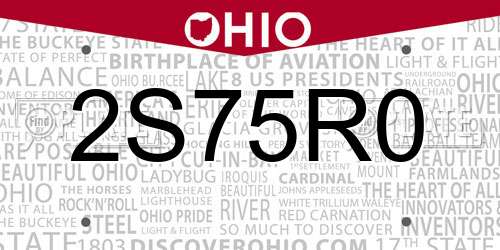 2S75R0 Ohio License Plate