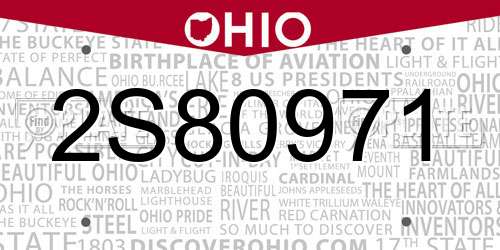 2S80971 Ohio License Plate