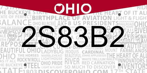 2S83B2 Ohio License Plate