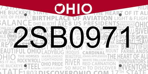 2SB0971 Ohio License Plate